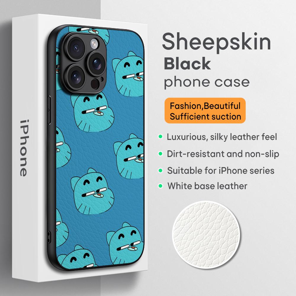 Gumball Cute cartoon design Phone Case For iPhone 16 15 14 13 12 11 Plus Pro Max Limited Black hard case Sheepskin