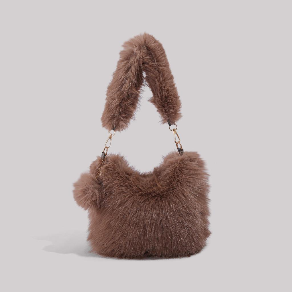 Сумка под мышкой, пушистая сумка, женская, 2025, зима, новая, нишевая, модная, сумочка, на одно плечо, ленивая плюшевая сумка