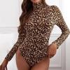 Женская водолазка со змеиным леопардовым принтом, боди с длинными рукавами, колготки с высоким вырезом, купальник, сексуальный купальник для клуба