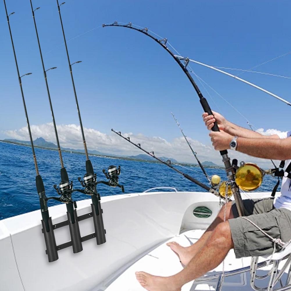3 Tubes Link Fishing Rod Holder Bracket Boat Rod Holders Plastic Fishing Rod Racks for Boat Garage Cooler Trailer