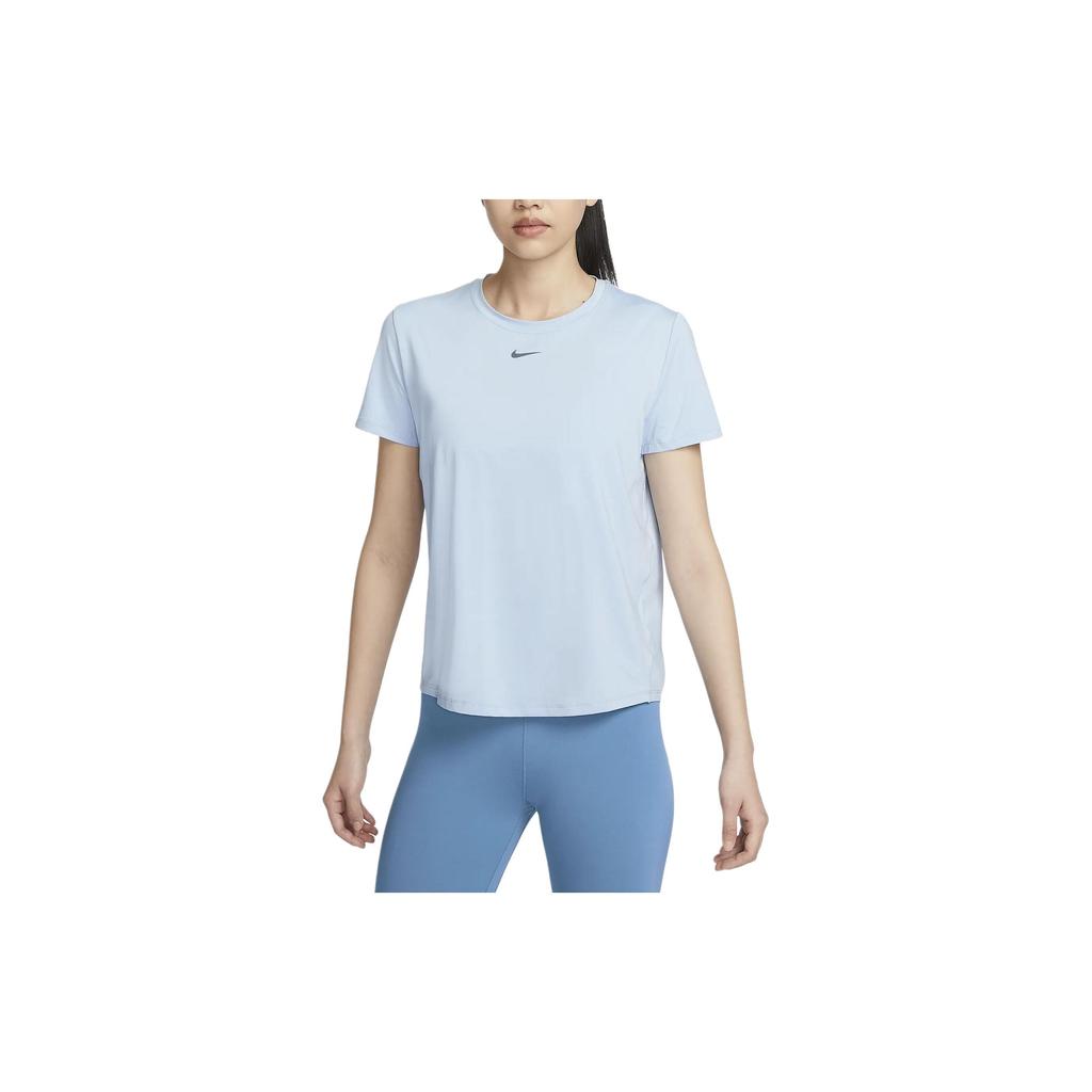 Nike Solid Color Crew Neck Casual Short Sleeve T-Shirt Women Tops Light-Blue FN2799-440