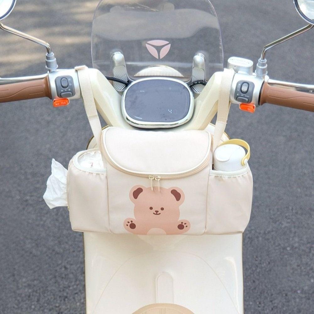 PU Leather Bicycle Handlebar Bag Large Capacity Riding Front Handle Hanging Bag  Stroller