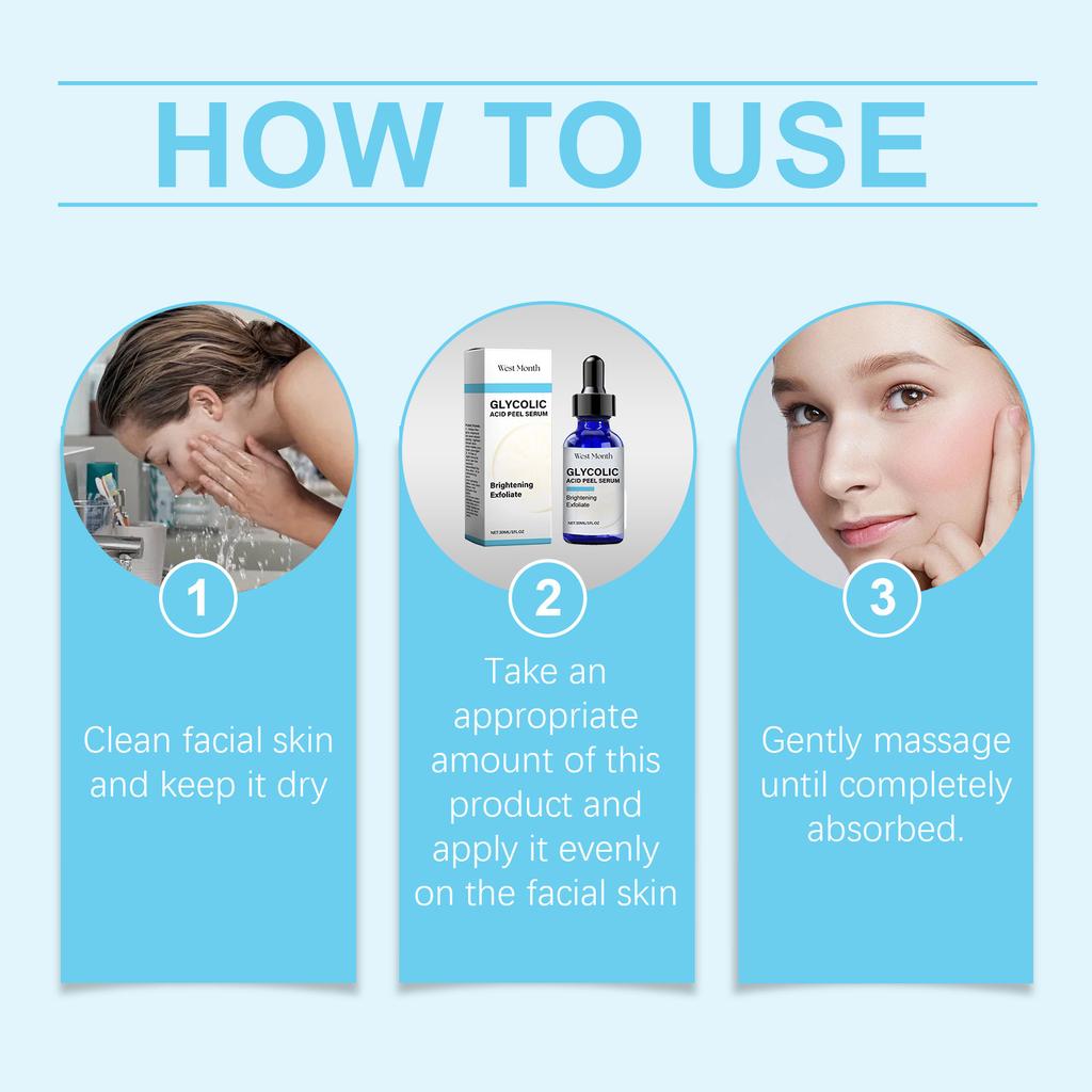 Гликолевая сыворотка для пилинга, сыворотка для лица, сыворотка для ухода за лицом, улучшает способность кожи к умеренному, легкая текстура, глубоко проникает в кожу, 30 мл