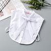 White Women's Stand Fake Collar Blouse Black Detachable Lapel Turtleneck Top Half Shirt Faux Col Tie Detail