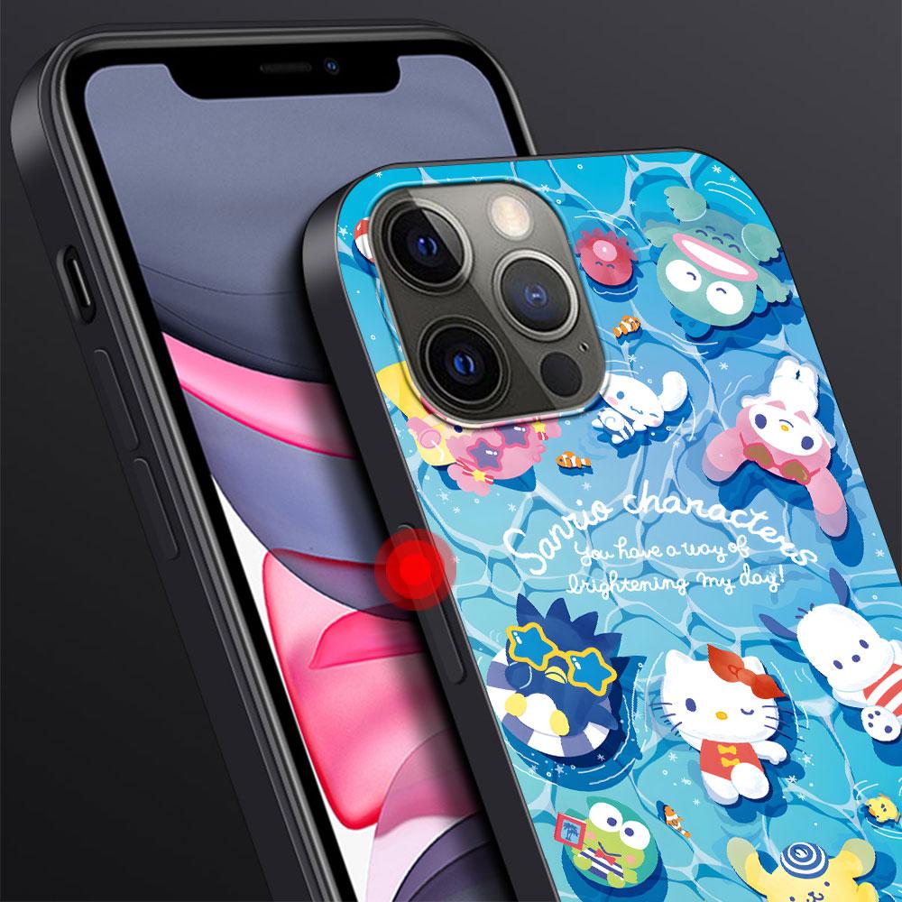 Hello Kitty Kawaii KT Cat Case for Apple iPhone 13 14 Plus 11 12 Mini 15 Pro Max 7 8 SE 2020 X XS XR Silicone Black Phone Cover