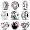 S925 Silver Colorful Love Clip Bead String DIY Bracelet Necklace