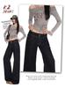 American style non-stick leg slightly pulled jeans women's autumn and winter new design double buckle loose and thin floor-mopping horn trousers