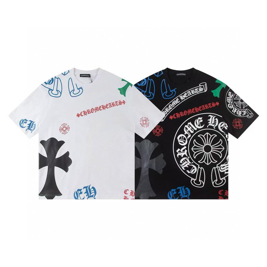 W363 CHROME HEARTS 2025 Summer New High Quality Cotton Round Neck Loose Large Size Men's and Women's T-shirt Couple T-shirt