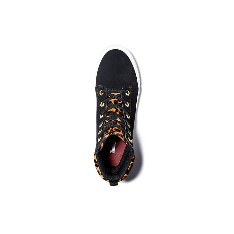 (WMNS) Timberland SKyla Bay 6 Inch Boot 'Black Nubuck wtih Cheetah Collar' Women's A2F1P001