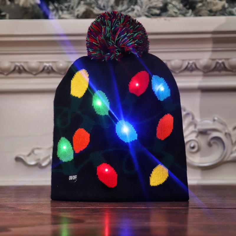LED Light-Up Knitted Christmas Hat for Adults & Kids - Festive Party Accessory