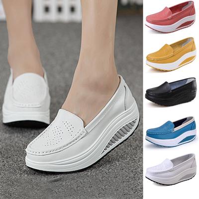 Женские кожаные женские туфли на плоской подошве для девочек, повседневные удобные лоферы на низком каблуке, туфли для медсестер