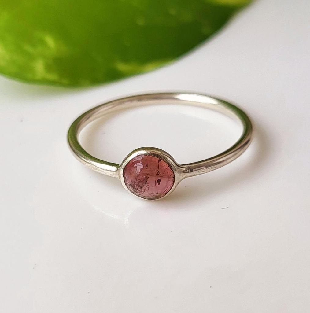 Кольцо ручной работы из серебра 925 пробы с натуральным розовым турмалином, размер 7,75 США, подарочный набор из 100 штук