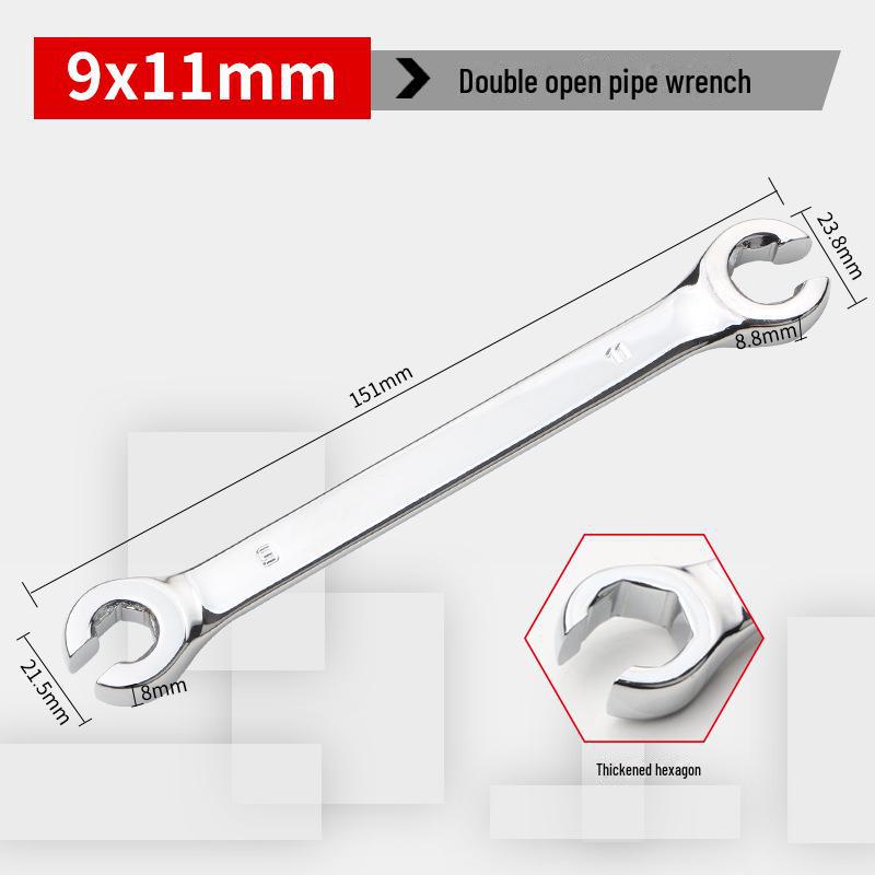 Двусторонний шестигранный гаечный ключ с открытым зевом для разборки масляных трубок высокого давления и тормозных трубок