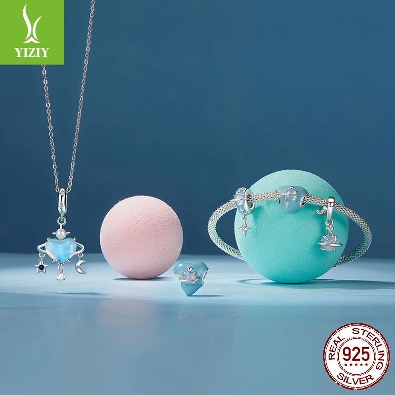 925 Silver Beads Children'S Fun Creative Blue Planet Interstellar Tour Series Diy Beaded Bracelet Accessories