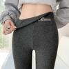 Cotton Gray Leggings Women's Thin Spring and Autumn High Waist Thin Autumn and Winter Velvet Long Johns Large Size Threaded Pants
