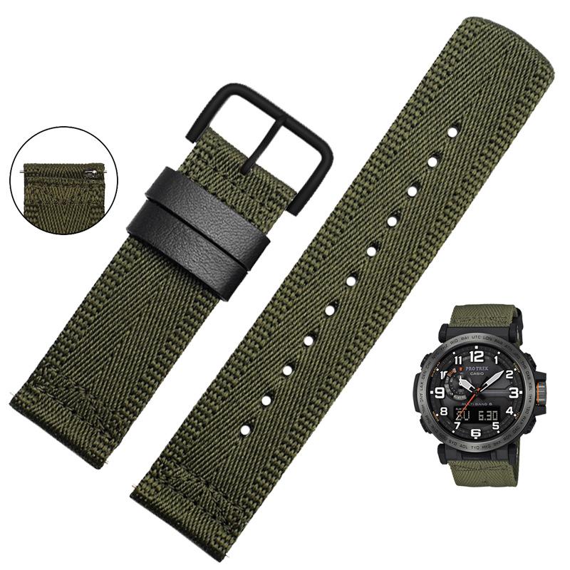 Для Casio PRG-600YB PRG-650 PRW-6600 GA2000 Нейлоновый ремешок Водонепроницаемый ремешок для наручных часов Браслет Нейлоновый ремешок для часов Длинный ремешок 24 мм