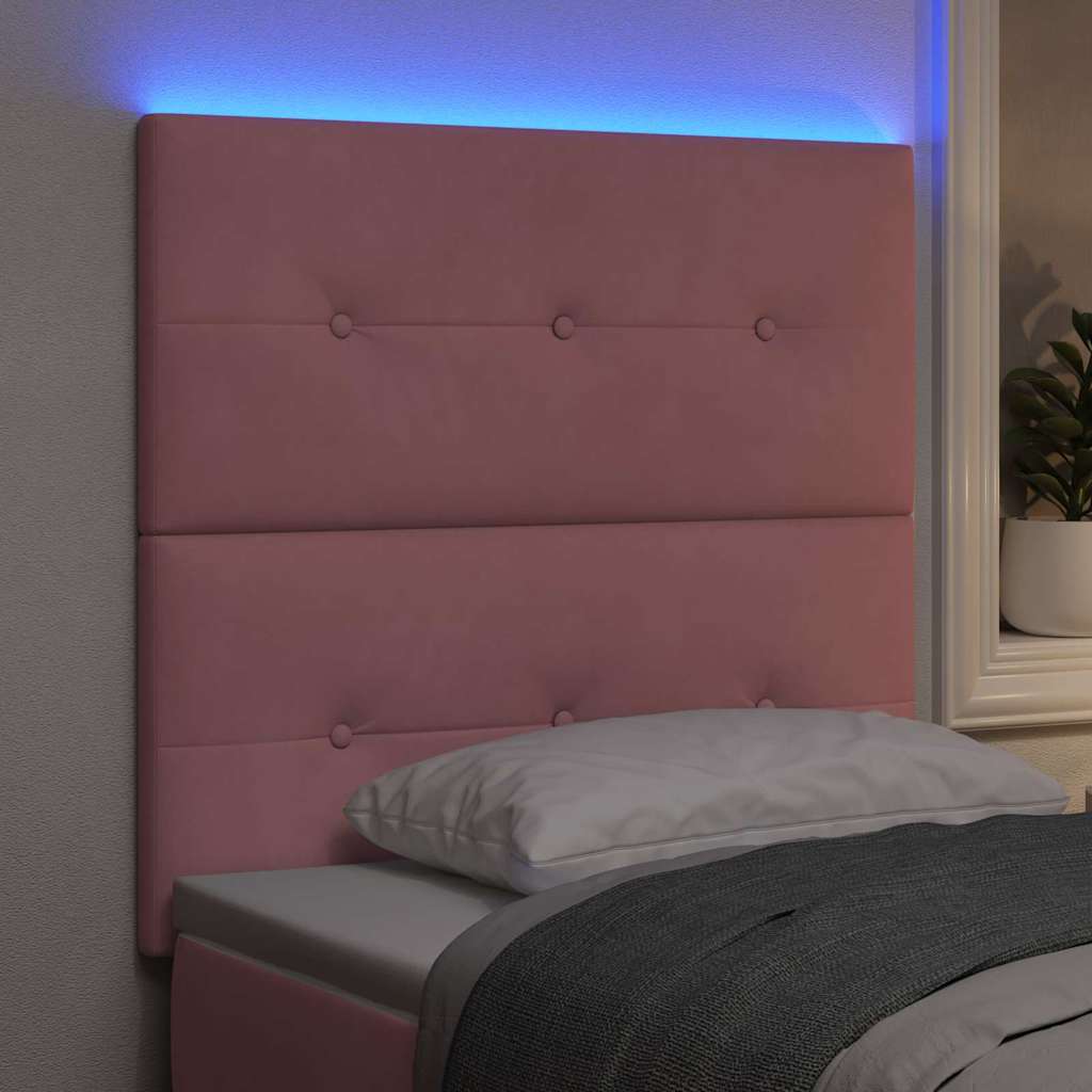 LED Headboard with LED Light Strips Pink 80 cm Velvet