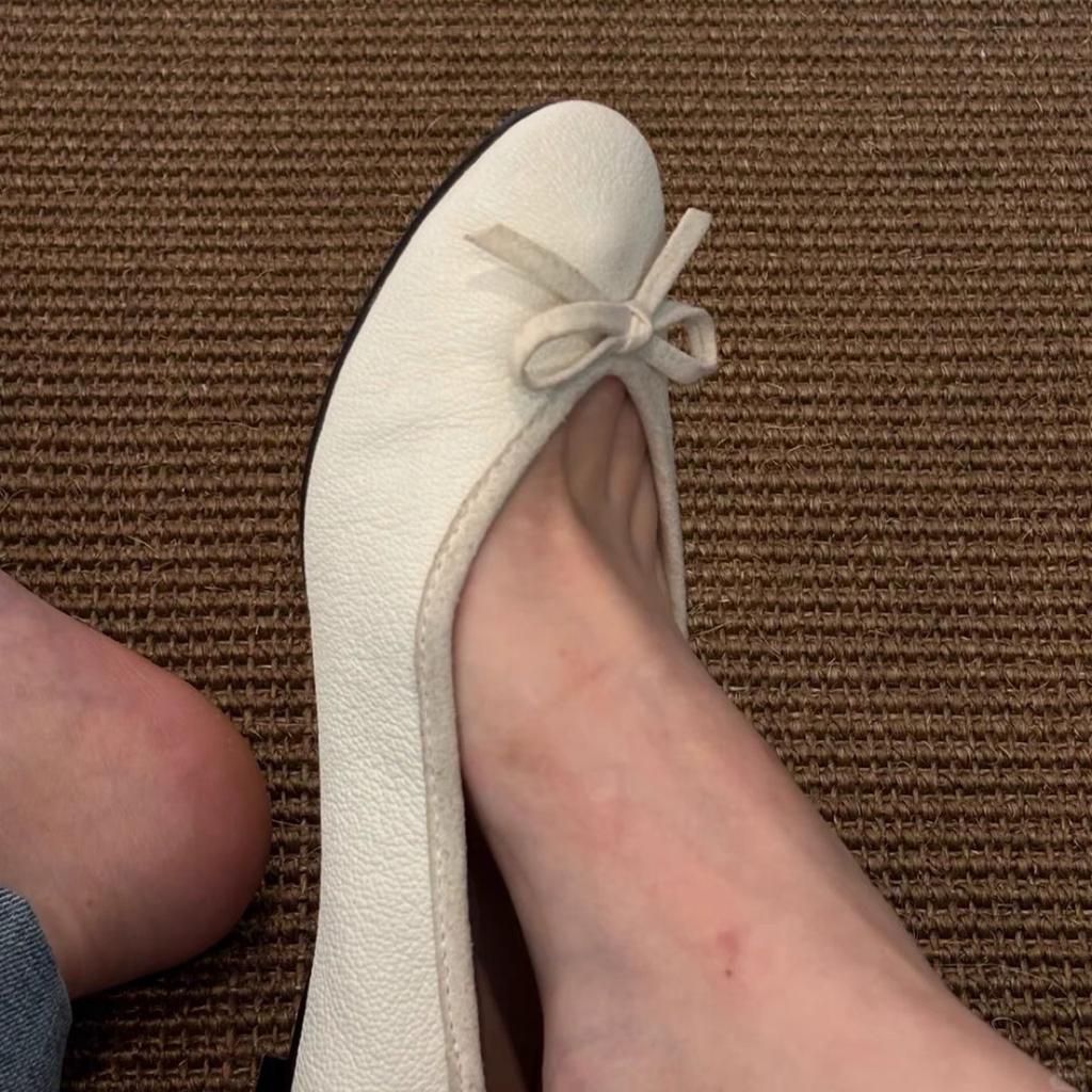 Версия из овчины~ Нежные ретро балетки на плоской подошве с бантом для женщин, удобные, с мягкой подошвой, с круглым носком, на одной педали, с неглубоким вырезом, одинарные туфли