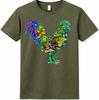 Rooster T-Shirt Colorful Chicken Graphic Tee Abstract Animal Art Gift Top