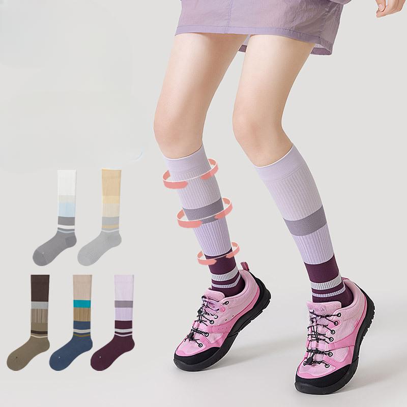 Professional Yoga, Sports and Fitness Calf Socks, Women's Horizontal Stretch Pressure Socks, Slimming, Fashionable and Versatile Long Stockings