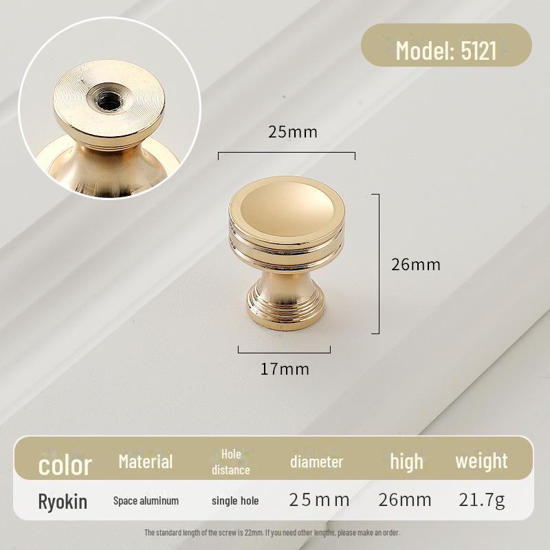 Золотая круглая ручка для ящика класса люкс с одним отверстием для современных простых шкафов