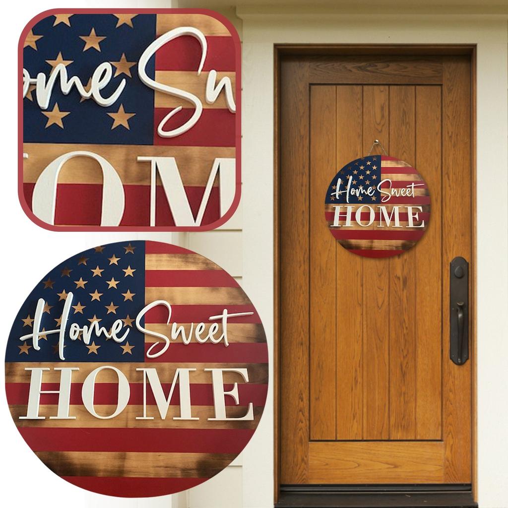Wooden Welcome Door Sign Door Hanging Independence Day Holiday Decoration Home Sweet