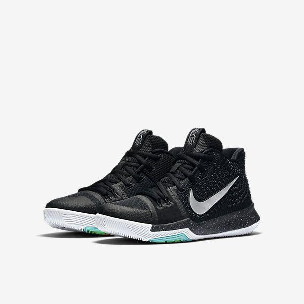Nike Kyrie 3 Grade School 'Black Ice' (Unisex) Black / Total Crimson-Dark Grey-White Kids' Basketball Shoes 859466 018