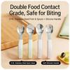 Baby Toddler Training Fork and Spoon Set Silicone Stainless Steel Round Tip Non-Slip Handle Self-Feeding Utensils Green 2-Pack