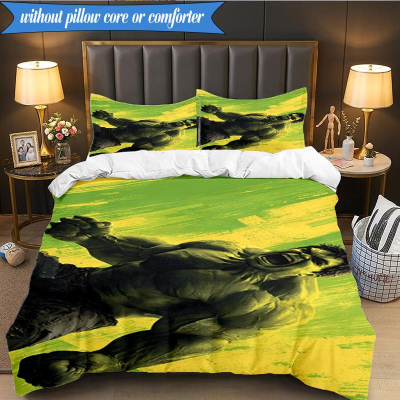 3PCS Green Hero Bedding Set Duvet Cover Closure Includes 1 Duvet Cover & 2 Pillowcases for All Seasons Bedroom Decor Christmas Fan gifts
