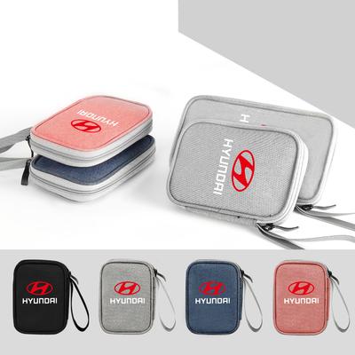 Auto Logo Car Key Driver's License Earphone USB Storage Bag Waterproof Organizer For HYUNDAI I20 I30 Tucson I10 Ix35 GDI Genesis Bf9