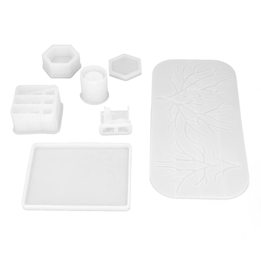 7PCS DIY Crystal Epoxy Resin Molds Deer Shaped Makeup Jewelry Display Tray Silicone Mould