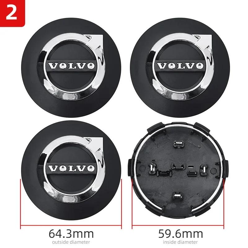 4Pcs 64mm Auto Wheel Center Caps for Volvo S40 S60 S80L XC60 XC90 V40 V50 V90 T6 - Premium Car Hub Cover Replacement Accessories