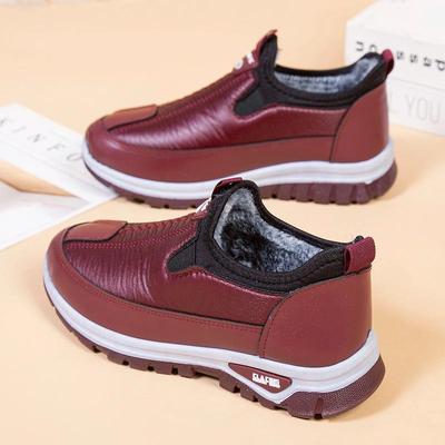 Зимние плюшевые утолщенные водонепроницаемые кроссовки, нескользящая теплая женская повседневная обувь