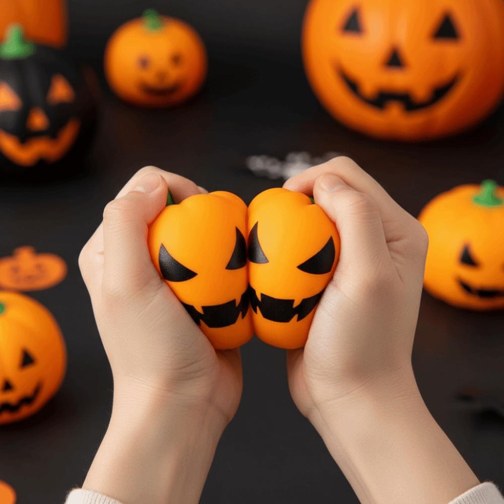 Sticky-Free Soft Squeeze Ball Shiny TPR Novelty Toys Ultra-Elastic Pumpkin Squishy Office-workers