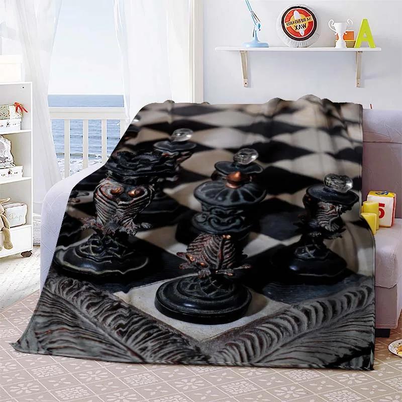 Chess Printed Soft Flannel Throw Blanket International Chess Beds Hiking Picnic Sofa Couch Cover Fashion Bedspread Blanket Gifts