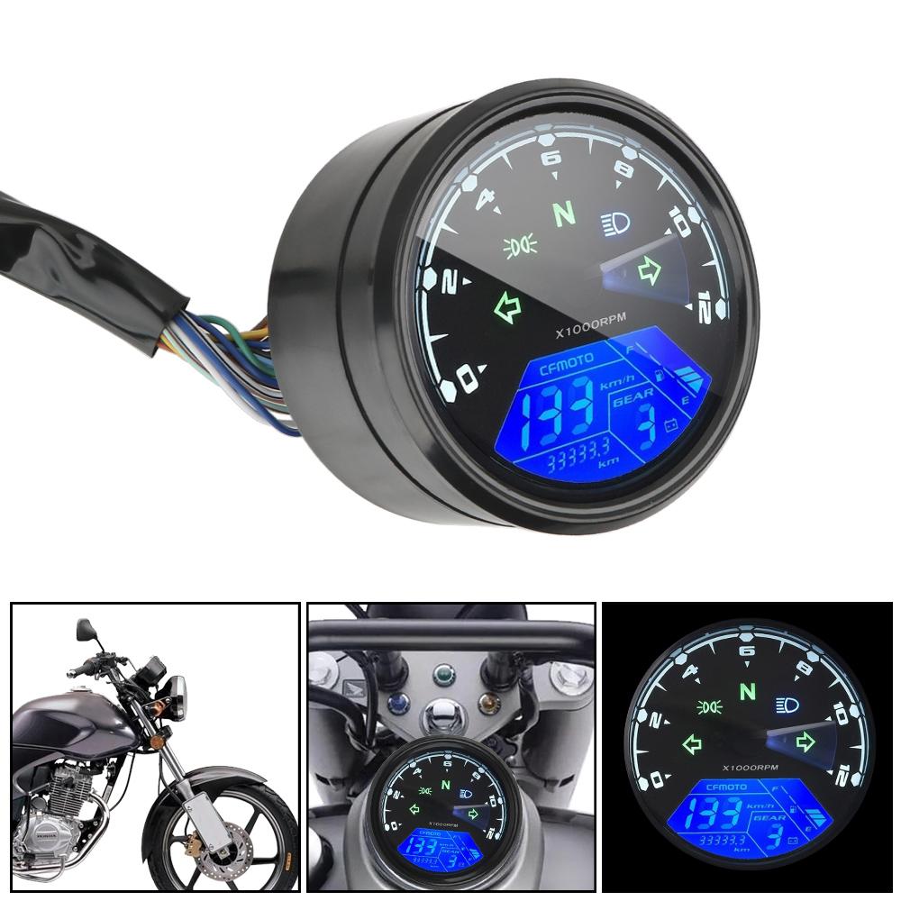 LED Multi-function Digital Indicator Tachometer Fuel Meter Anti-glare Night Vision Dial Odometer Motorcycle Panel Speedometer