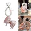 Sweet Cute Pearl Beaded Bowknot Keychain Pendant Lovely Hanging Decorations Keyring Charm for Purse Bag Backpack