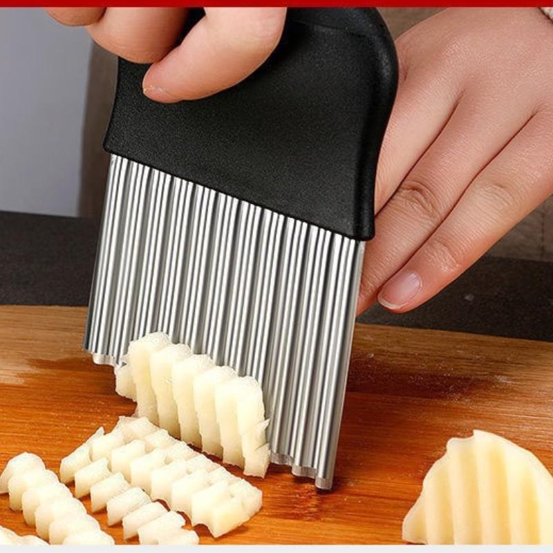 Нержавеющая сталь нарезка для картофельных чипсов, тесто, овощи, фрукты, волнистый кухонный нож, измельчитель, прибор для приготовления картофеля фри, инструменты, гаджет