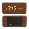 Temperature Display Wood Digital Clock Voice Activated Electronic Alarm Clock Nightstand