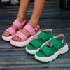 Summer New Large-size Foreign Trade Women's Shoes Wide-sided with Sweet Wind Thick-soled Wedge Sandals Women