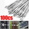 100PCS Stainless Steel Cable Ties Exhaust Wrap Coated Self-Locking Metal Zip-Exhaust Locking Cables Tie Organizer Hardware
