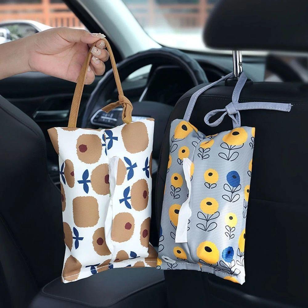 Pastoral Style Napkin Paper Bag Hanging Car Napkin Holder Fashion Car Tissue Case Car Decoration