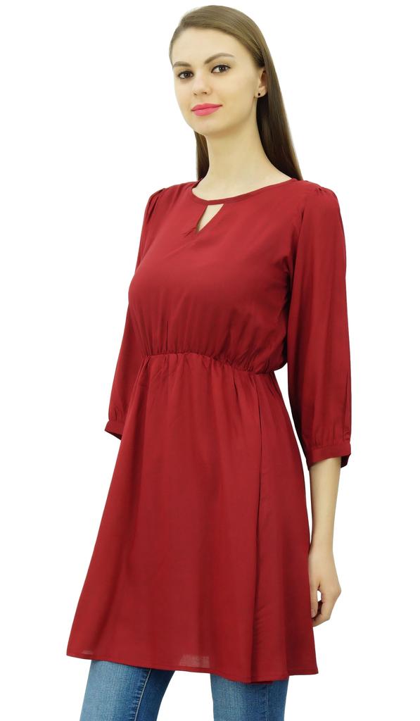 Phagun Women Tunic Top Short Kurti Elastic Waist Indian Ethnic Blouse