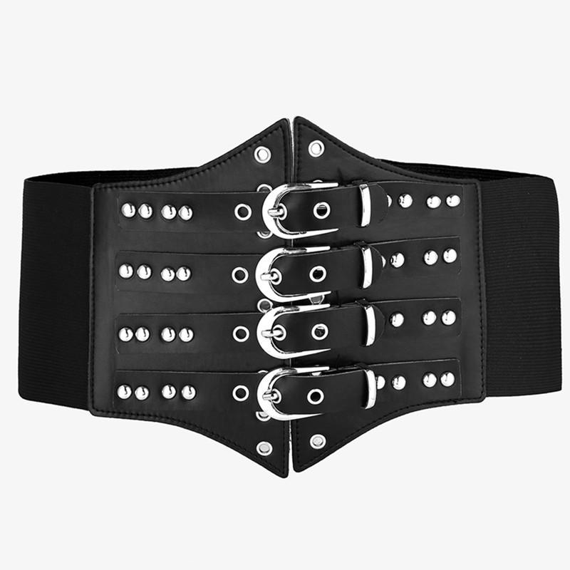 Stylish Silver Metal Buckle Elastic Waist Belt for Women – European & American Design