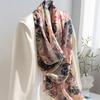 New High-end Silk Scarf for Women  Mulberry Silk Rose Printed Scarf  Outer Wear  Gift for Elder Mother