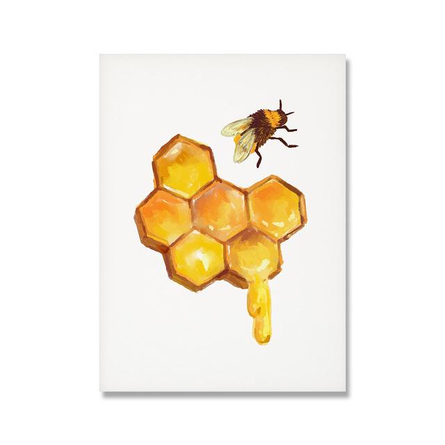 Антикварный принт с пчелой, натуральный постер, насекомое, ретро, ​​китайская пчела, настенная живопись маслом