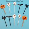 10Pcs/Bag Halloween Toothpicks Pumpkin Ghost Bat Fruit Fork Dessert Cocktail Cake Decoration Picks Halloween Party Supply