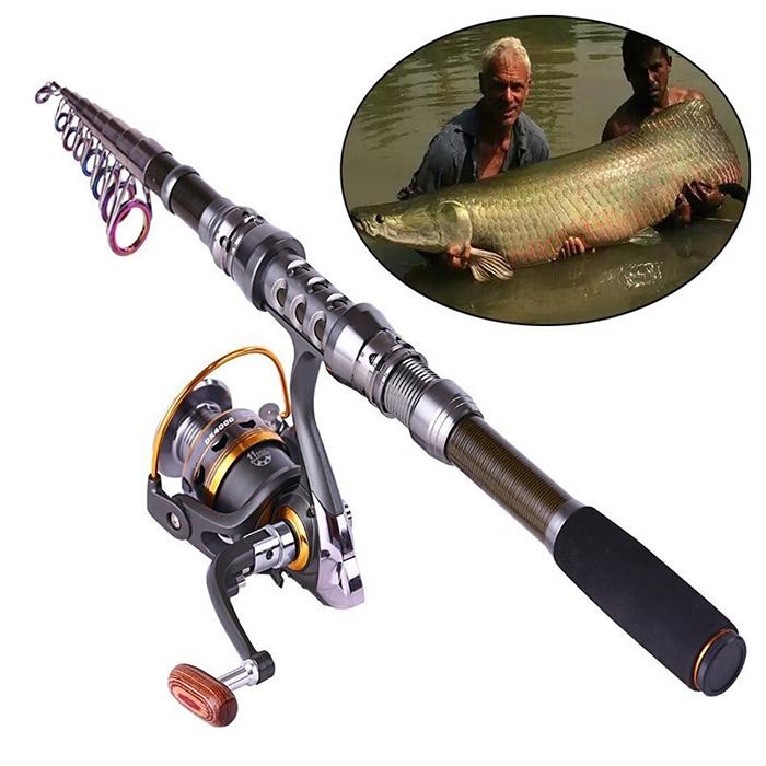 Углеродная телескопическая удочка с набором спиннинговых удочек 11BB