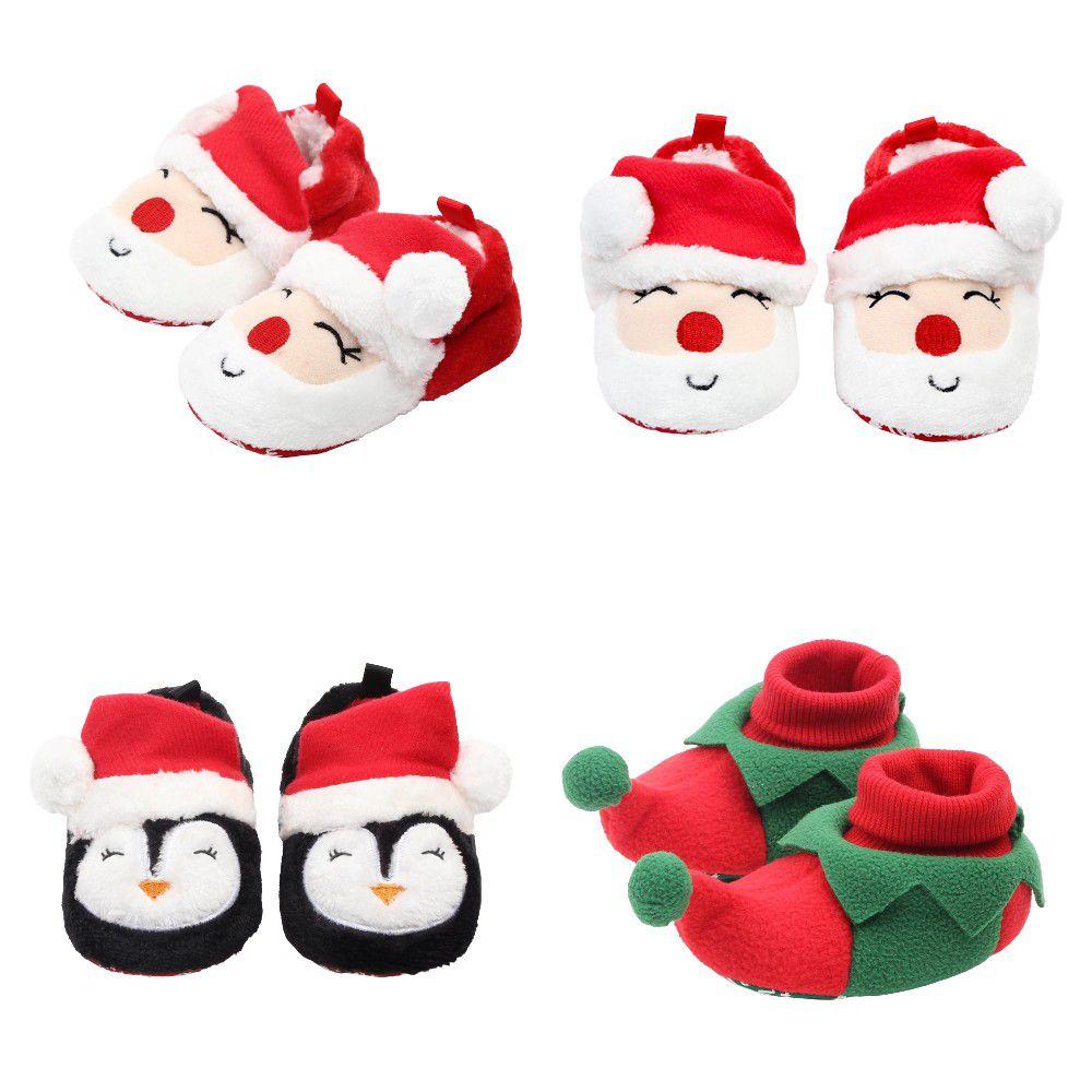 Cute Kids Baby Girls Boys Toddler Christmas Shoes Winter Soft Slippers Santa Claus