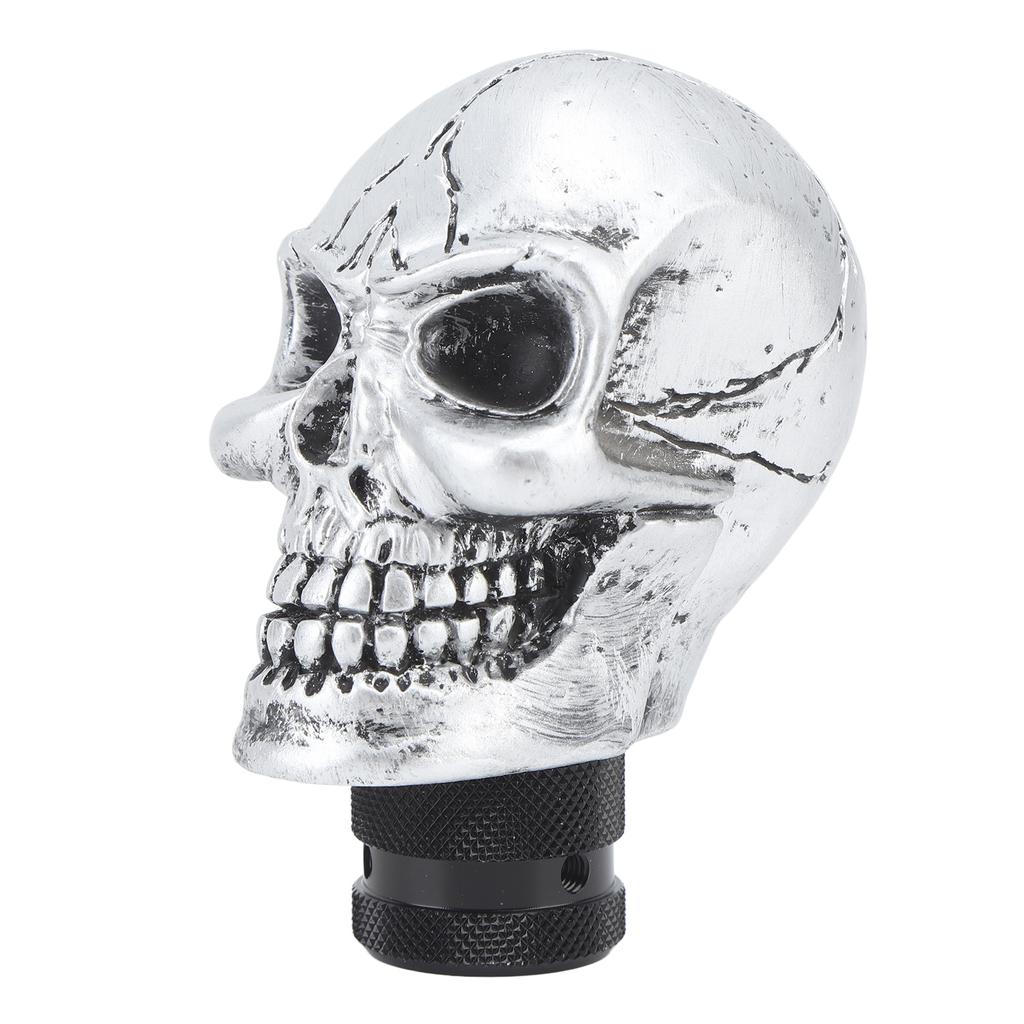 Skull Gear Shift Head Resin Shifter Knob Car Transmission Shifting Stick Handle for Most Manual Vehicles Silver